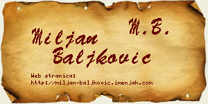 Miljan Baljković vizit kartica